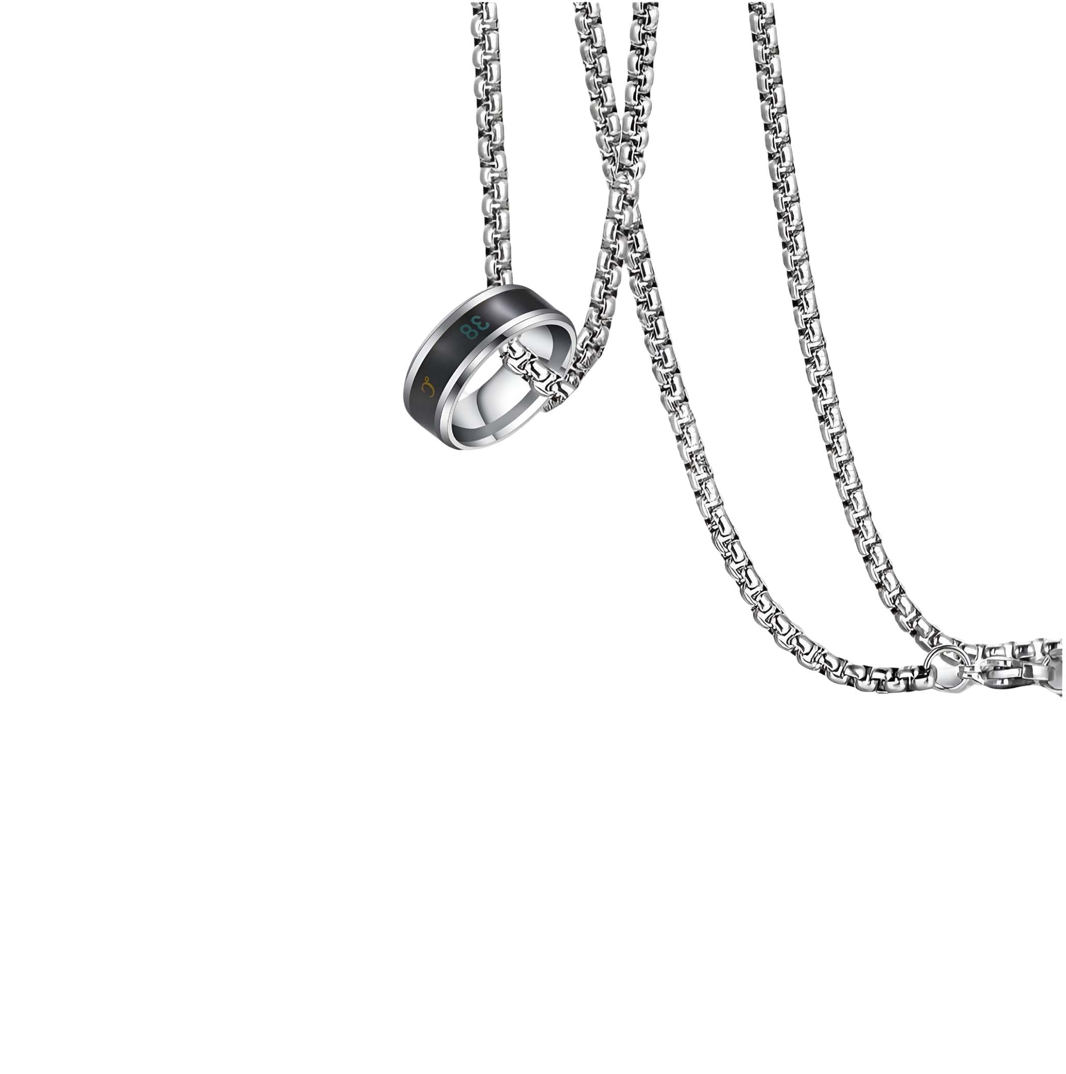Mens Jewellery Silver Chain For Men Intelligent Smart Temperature Ring Pendant For Boys Men Black Silver Locket Pendant Necklace For Anniversary Gift For Husband Combo (B0CY8QKLFN) Amazon Price History, Amazon Price Tracker