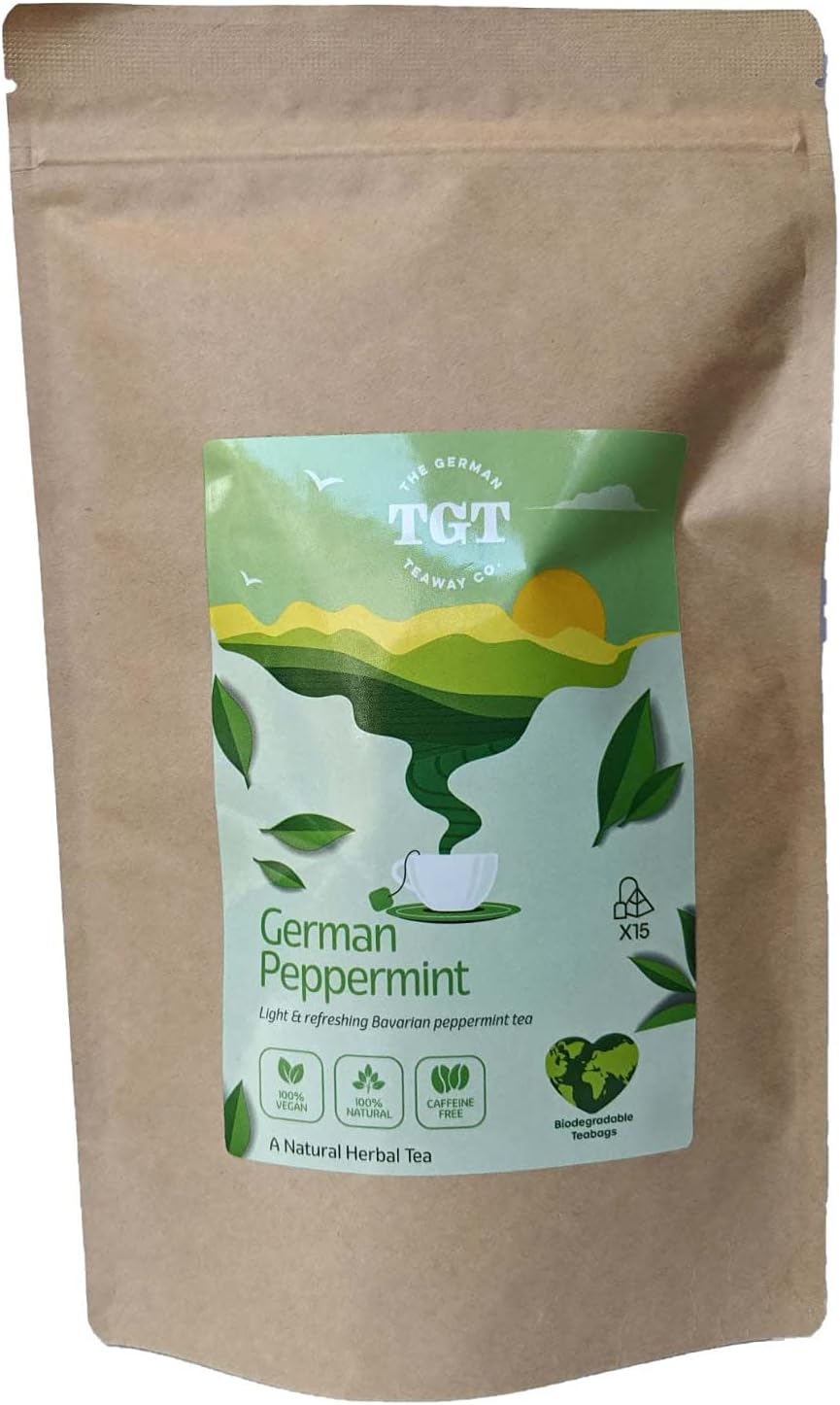 German Peppermint Tea | Uplifting, Digestive | Herbal Tea | Premium (15 Tea Bags, Whole Leaf)