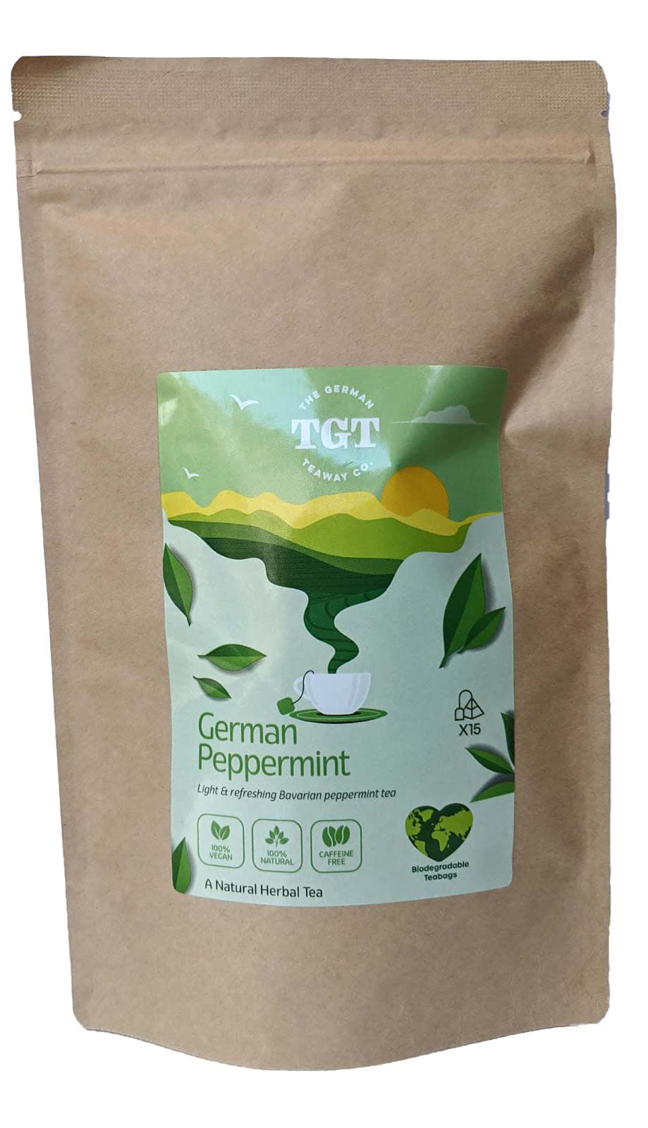 TGT German Peppermint Tea | Uplifting, Digestive | Herbal Tea | Premium (15 Tea Bags, Whole Leaf)