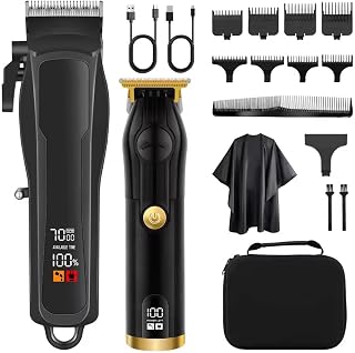 Professional Hair Clippers for Men Barber and Trimmer Set with LCD Digital Display and 8 Limit Combs Cutting Grooming Rechargeable for Barbers Haircut Kit Fade