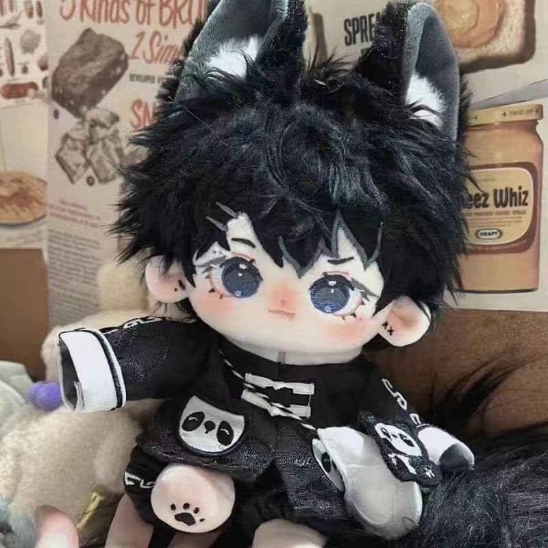 20cm ぬい服 パンダ柄 チャイナ服 黒 ブラック サブカル ハロウィン ぬい