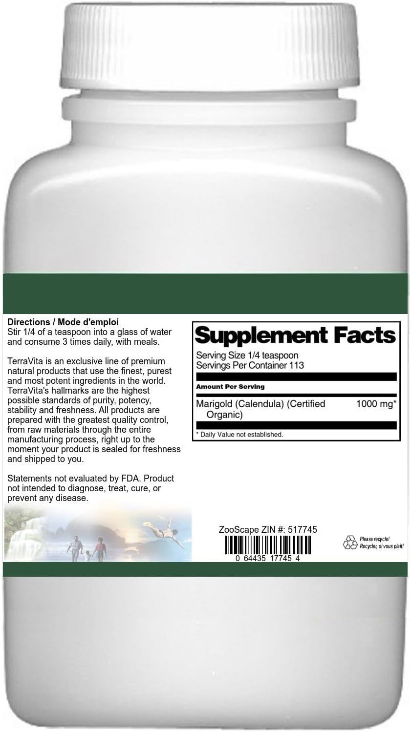 Marigold (Calendula) (Certified Organic) Powder (4 oz, ZIN: 517745) - 3 Pack