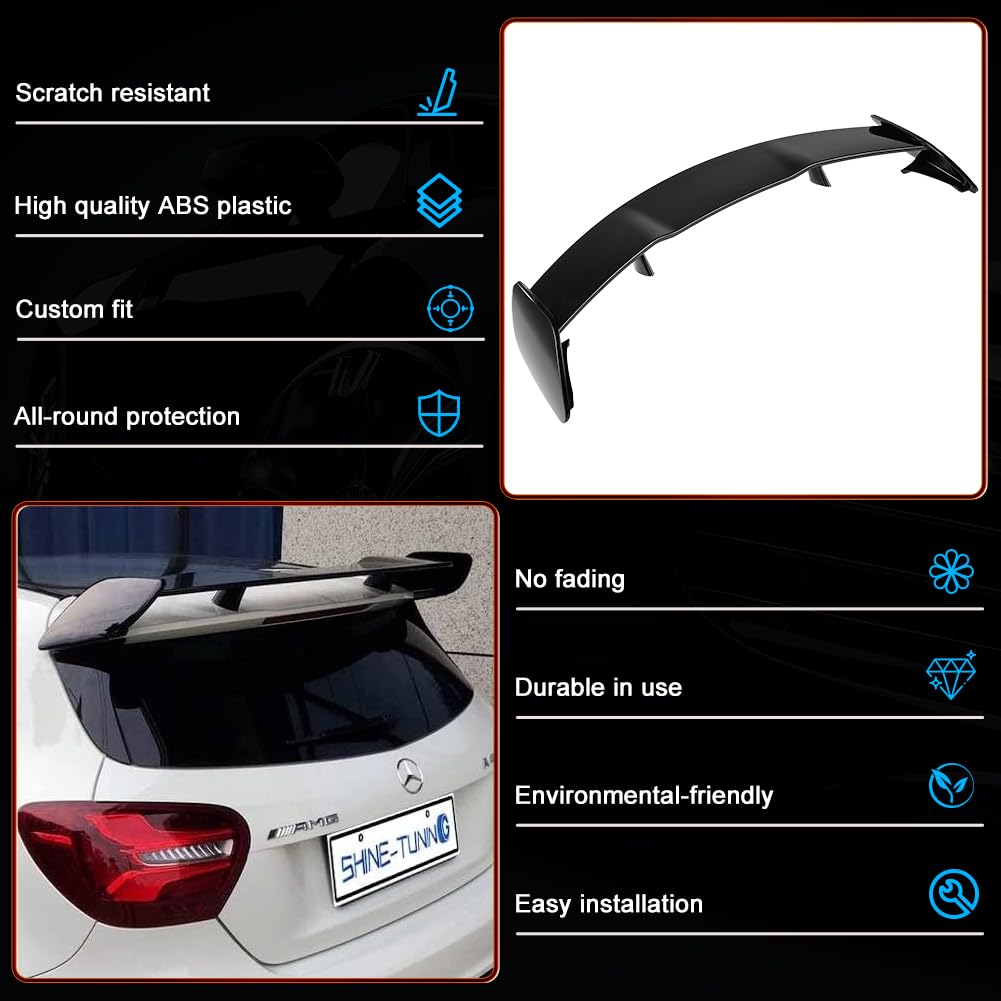 Spoiler posteriore per tetto compatibile con Mercedes Benz Classe A W176 A250 A45 A180 A200 AMG 2013-2018 Spoiler posteriore per tetto Lip Splitter Boot Spoiler (Nero lucido)