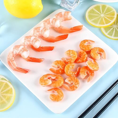 Miniatura 3 de MAOMIA Figuras de camarones artificiales, 8 piezas realistas realistas de mariscos de vida marina, juguete para el hogar, cocina, mercado,