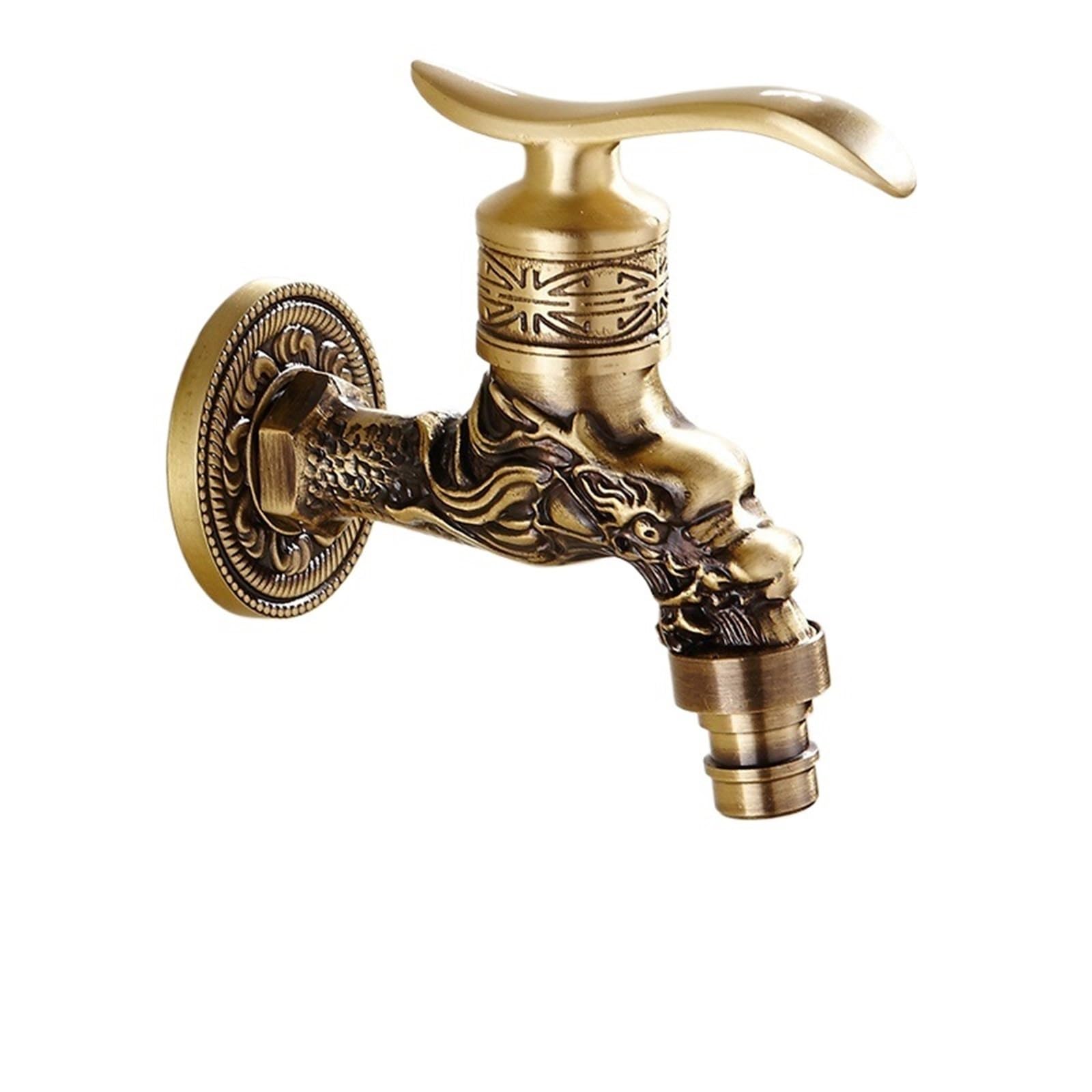 Outside Tap Garden Faucet Decorative Outdoor Faucet Garden Bibcock Tap Bathroom Washing Machine/Mop Carving Faucet(Color 17)