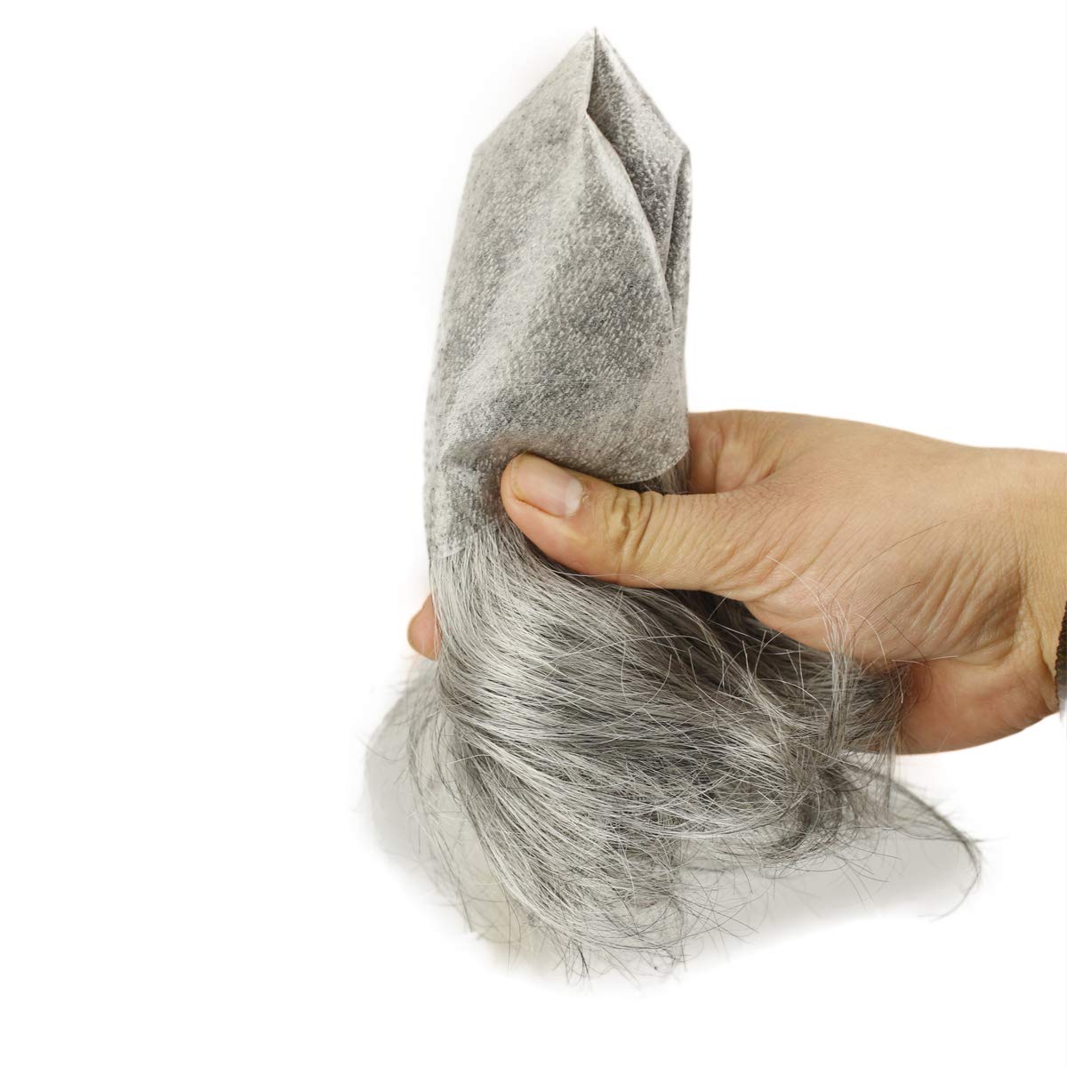 Men's Toupee 10x8 inch All PU Base 0.06mm Super Soft Thin Skin European Virgin Human Hair Toupee for Men Hairpieces Hair Replacement System(#1B off black color mix 80% white hair)