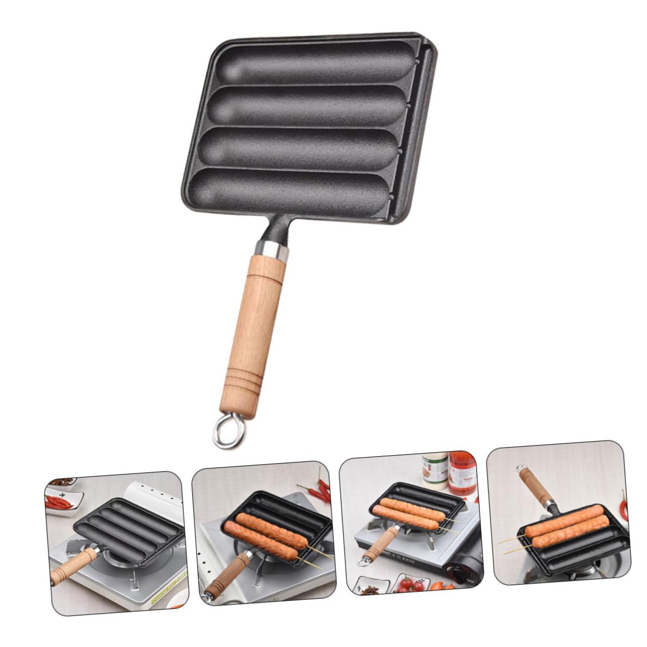 YARNOW Macchinetta per Hot Dog in Ferro Nero con Manico per Bbq