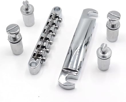 1Set Tune-O-Matic Guitar Bridge and Tailpiece for Les Paul SG | silver metal finish, improves string stability, LP compatible hardware, saddle height adjustment, electric guitar setup part