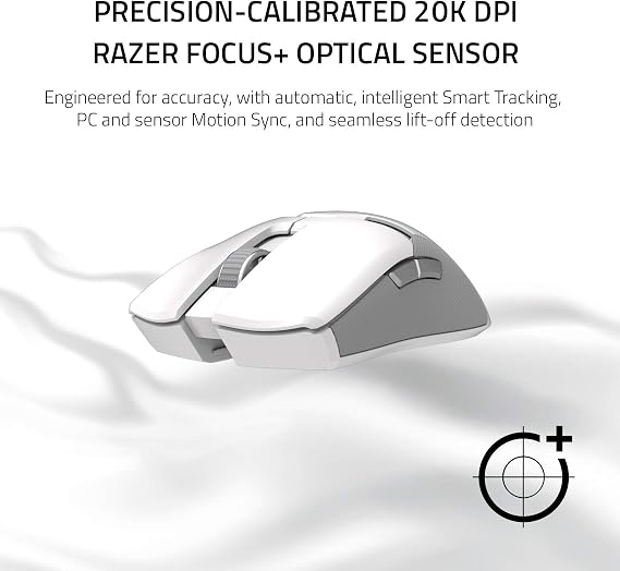 Razer Viper Ultimate Lightweight Wireless Gaming Mouse & RGB Charging Dock: Hyperspeed Wireless Technology - 20K DPI Optical Sensor - 74g Lightweight - 70 Hr Battery - Mercury White