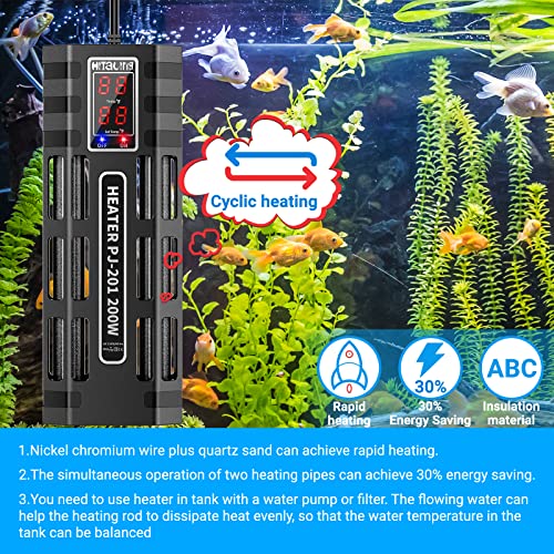 HiTauing 200W/300W/500W Submersible Aquarium Heater for 20-130 Gallon - Upgraded Double Quartz Tubes Fish Tank Heater… - Image 6