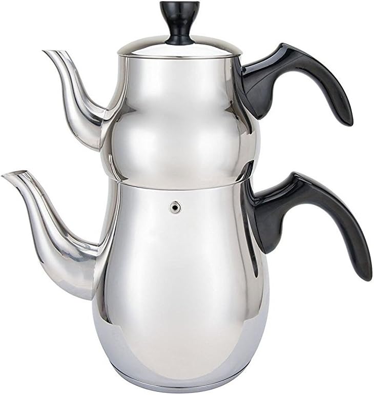 Steinless Steel Doble Turkish Traditional Original Teapot