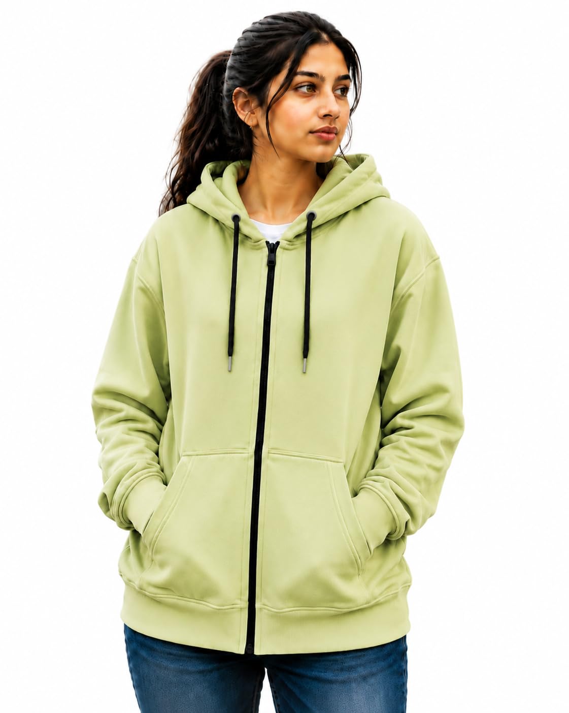 Women's Oversized Full-Zip Hoodie Sweatshirt, Wine-image-41