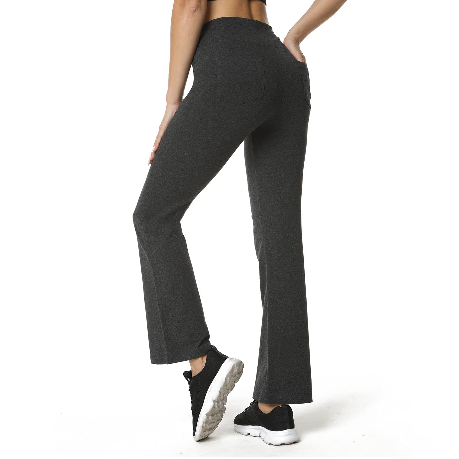 Houmous S-XXXL 29''31''33''35'' Inseam Women's Cotton Bootcut Pants Inner Pocket