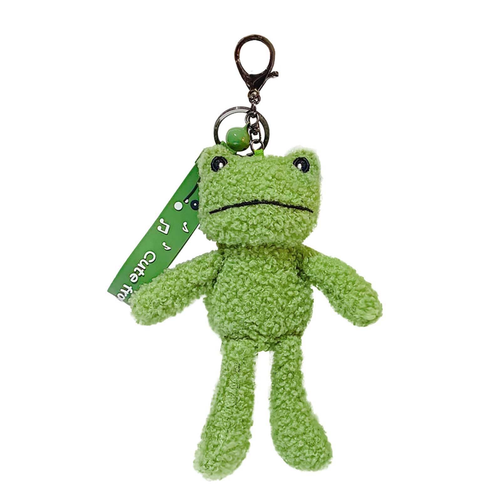 Litwlly Frog Keychain Cute Fluffy Frog Purse Charm Backpacks Bags Car Key Ring Accessories for Women (Green)