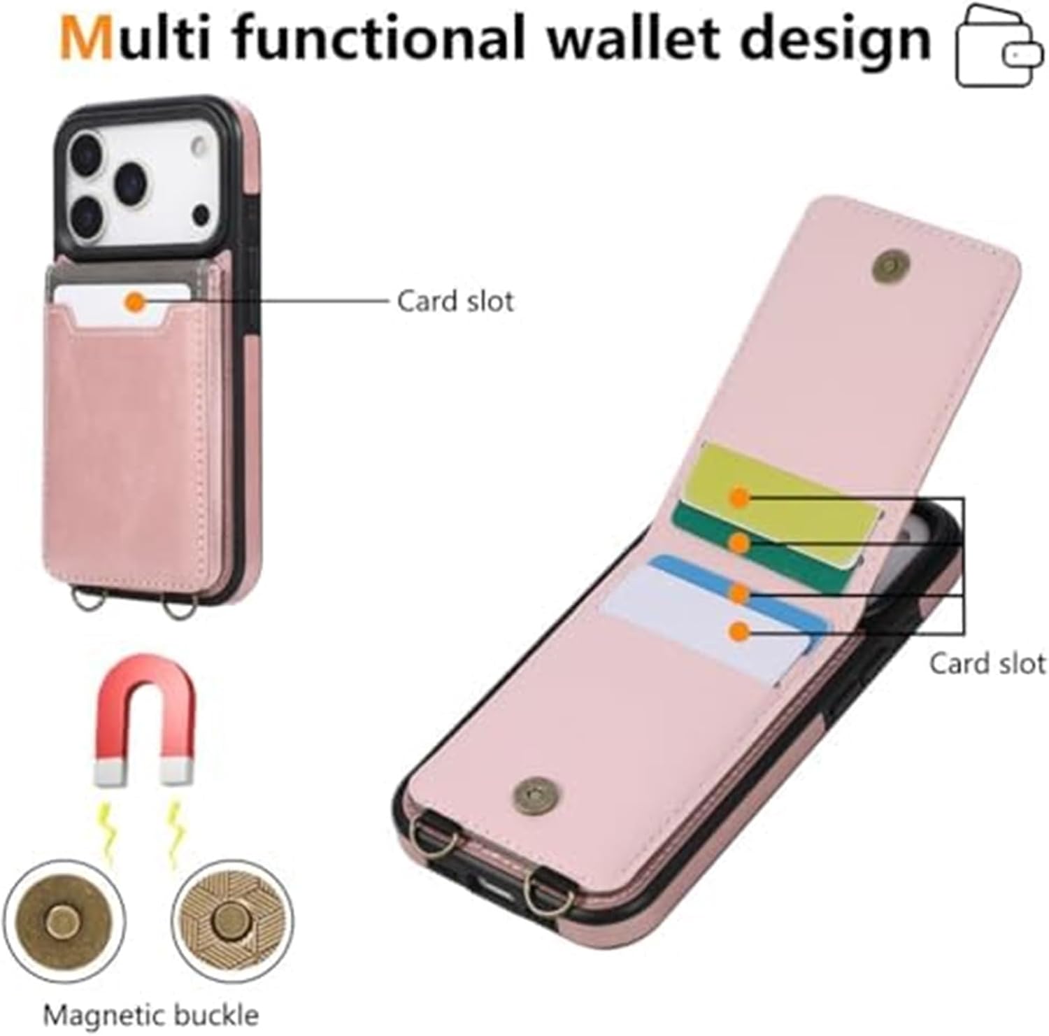 Leather Wallet Case for iPhone 17/17 Air/17 Pro/17 Pro Max, Flap Card Slots, Kickstand Function & Wristband, Business Style Slim Cover(Blue,17)