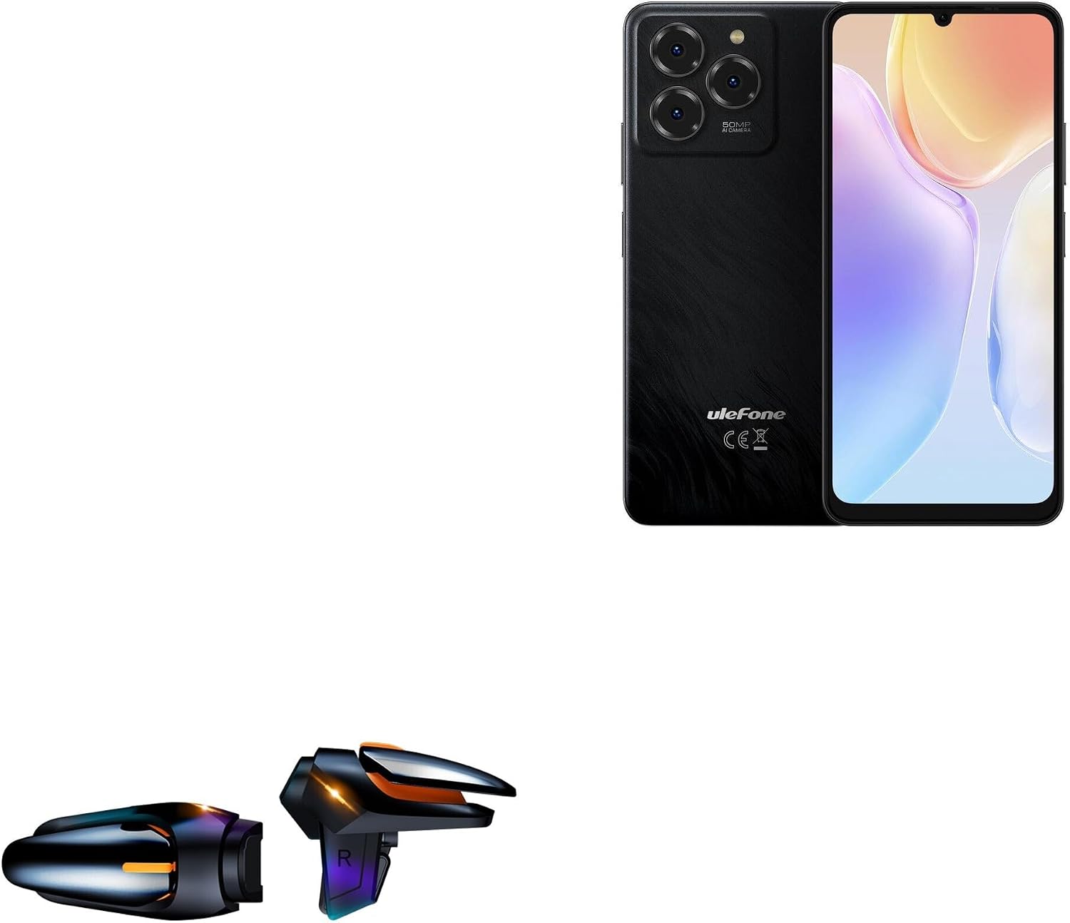BoxWave Gaming Gear Compatible with Ulefone Note 20 Pro - Touchscreen QuickTrigger Auto, Trigger Buttons Autofire Gaming Mobile FPS - Jet Black