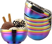 Vista 1 de Rainbow Bowl - Juego de 6 cuencos de acero inoxidable 304 de metal de doble pared aislados para cereales para comer cocina, aptos para lavavajillas