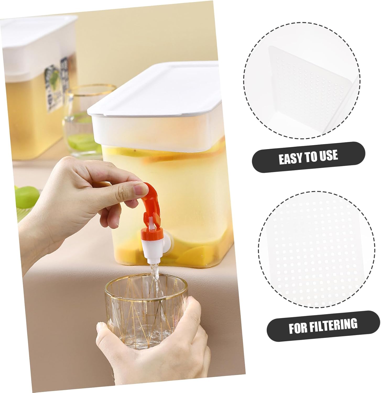 1.5 Gallon Refrigerator Water Jug with Faucet Cold Water Kettle Plastic Beverage Dispenser for Home Kitchen Party Serving