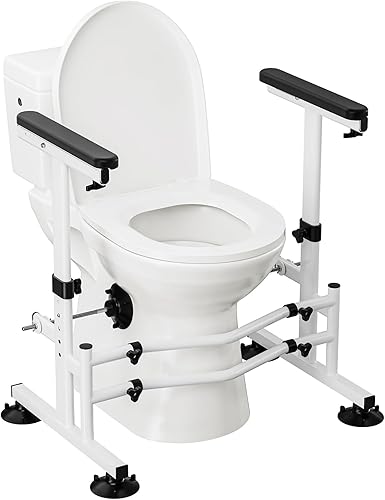 WAYES Rieles de seguridad para inodoro, brazos de inodoro para ancianos y discapacitados, apto para la mayoría de inodoros, hasta 350 libras, altura