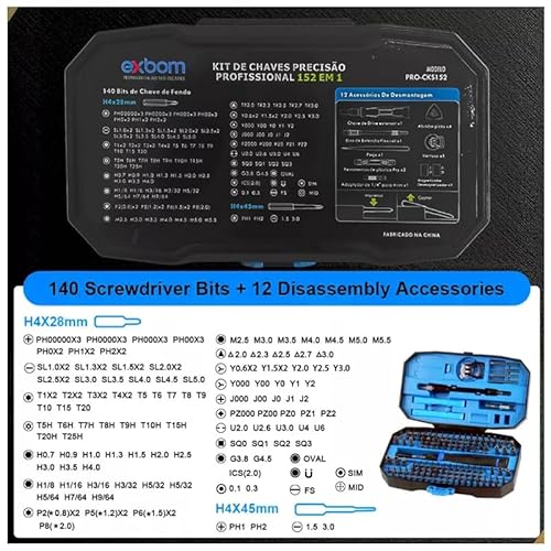 Kit Conjunto Chaves De Fenda Bits Multifuncional 152 Peças Manutencao Celular Tablet para Parafusade