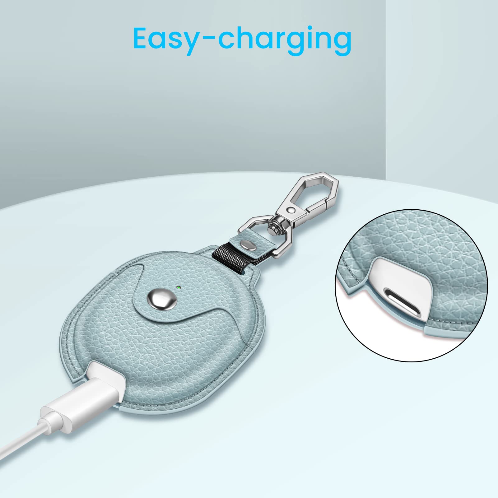 Fintie Protective Case for Pixel Buds A-Series (2021) / Pixel Buds 2 (2020), Premium PU Leather Slim Fit Metal Snap Closure Portable Cover Skin with Keychain, Ice Blue