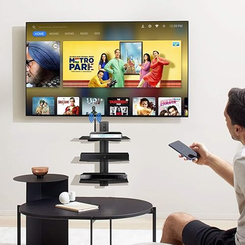 Miniatura 2 de suptek Soporte de pared flotante de 3 estantes con vidrio templado reforzado para reproductores de DVDcajas de cableconsolas de juegosaccesorios de