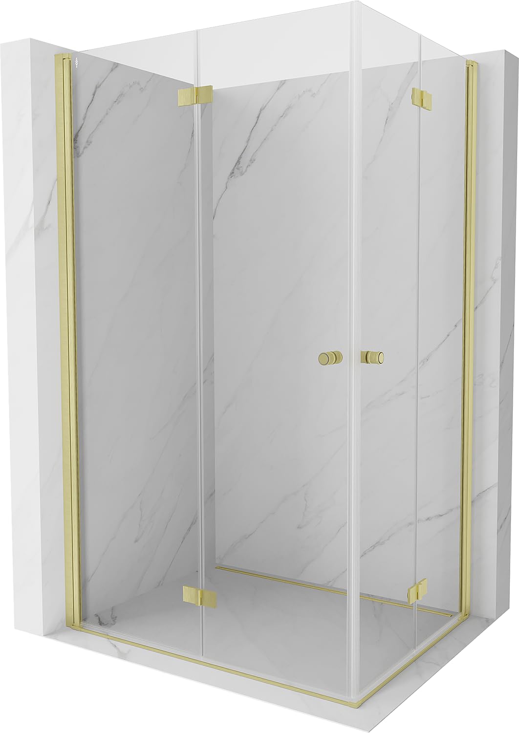 Mexen Mist-F Duo Box doccia pieghevole, variante sinistra, 120 x 80 cm, vetro trasparente 6 mm, finitura oro spazzolato