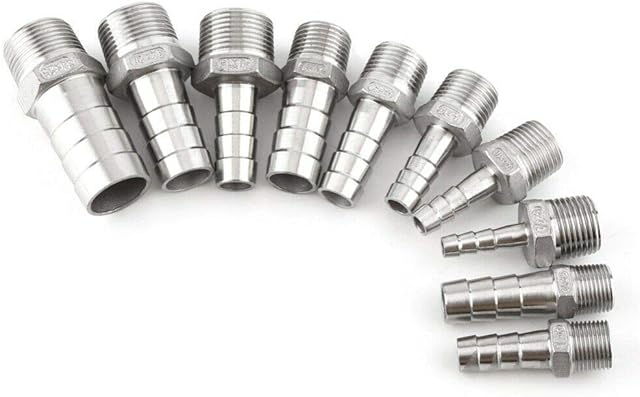Hose Barb SENRISE Hose Barb Stainless Steel SS304 Male Thread Coupling Fitting Connector BSP for Many Different Pipes 1/8-1/2 (1/4 x 8mm)