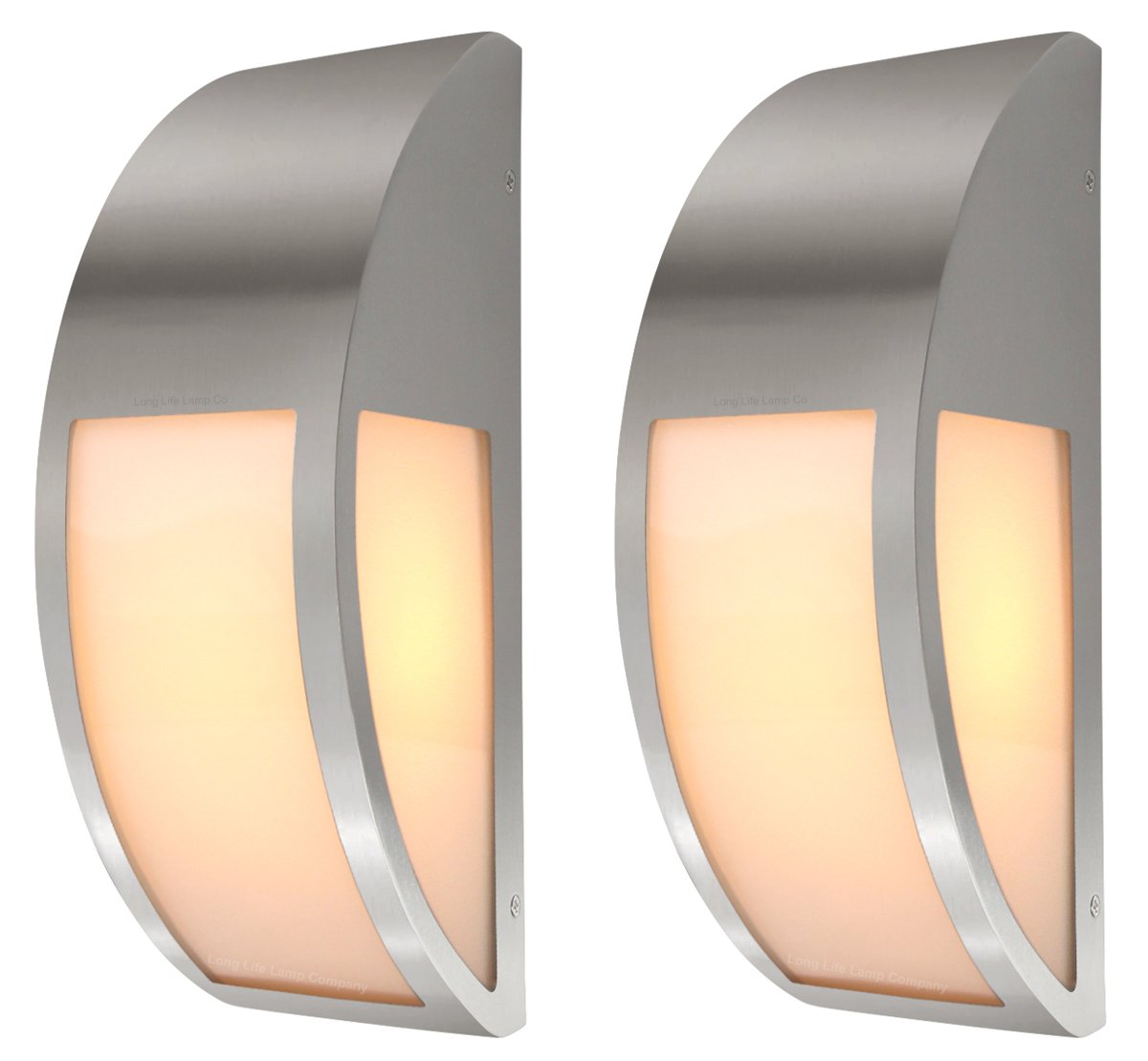Zenon Long Life Lamp Company 2 x LED Stainless Steel Wall Light Warm White Outdoor Pillar Light, Front Door Side Light Garden Wall Light IP44 ZLC032WW2P