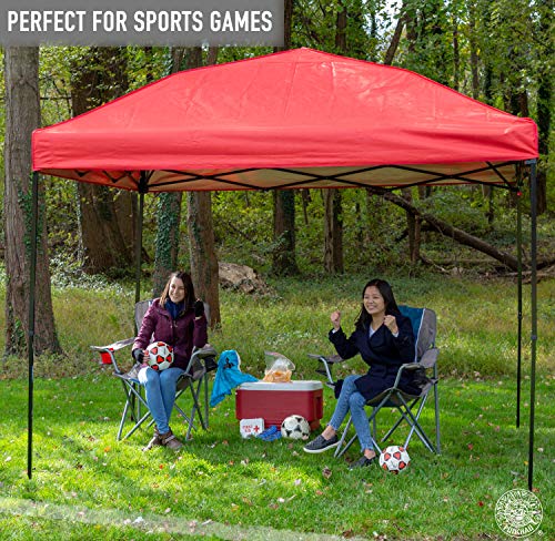 Punchau Pop Up Canopy Tent 10 x 10 Feet, Red - UV Coated, Straight Leg, Waterproof Instant Outdoor Gazebo Tent, Bonus Roller Carry Bag