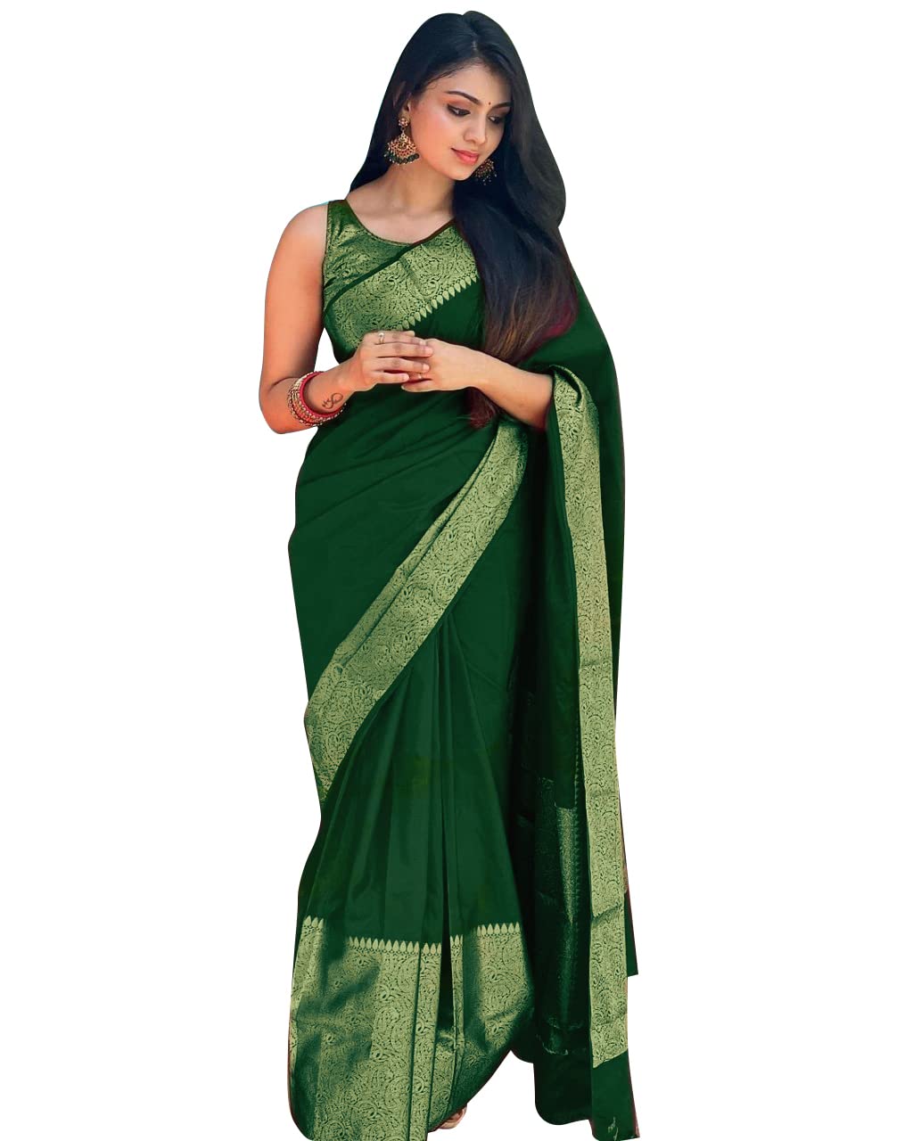 Avantika FashionWoven Kanjivaram, Banarasi Sari with Blouse, Soft Lichi Silk, Embellished