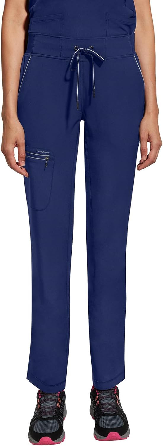 Healing Hands Women Scrub Pants with Rib Knit Waistband, Moisture Wicking, 360° Stretch and Recycled Fibers - 9152