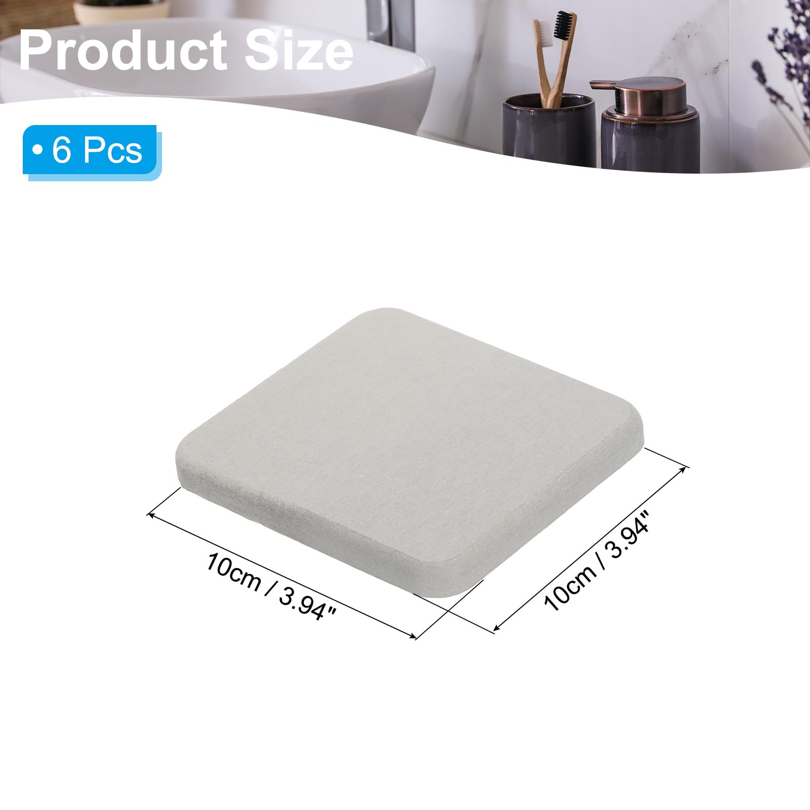 PATIKIL Square Diatomite Drink Coasters 4inch - Image 2