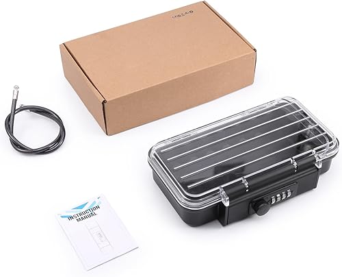 Miniatura 9 de AMIR Caja de seguridad impermeable, caja de seguridad para llaves con código, caja de seguridad de viaje personal antirrobo con cadena extraíble,
