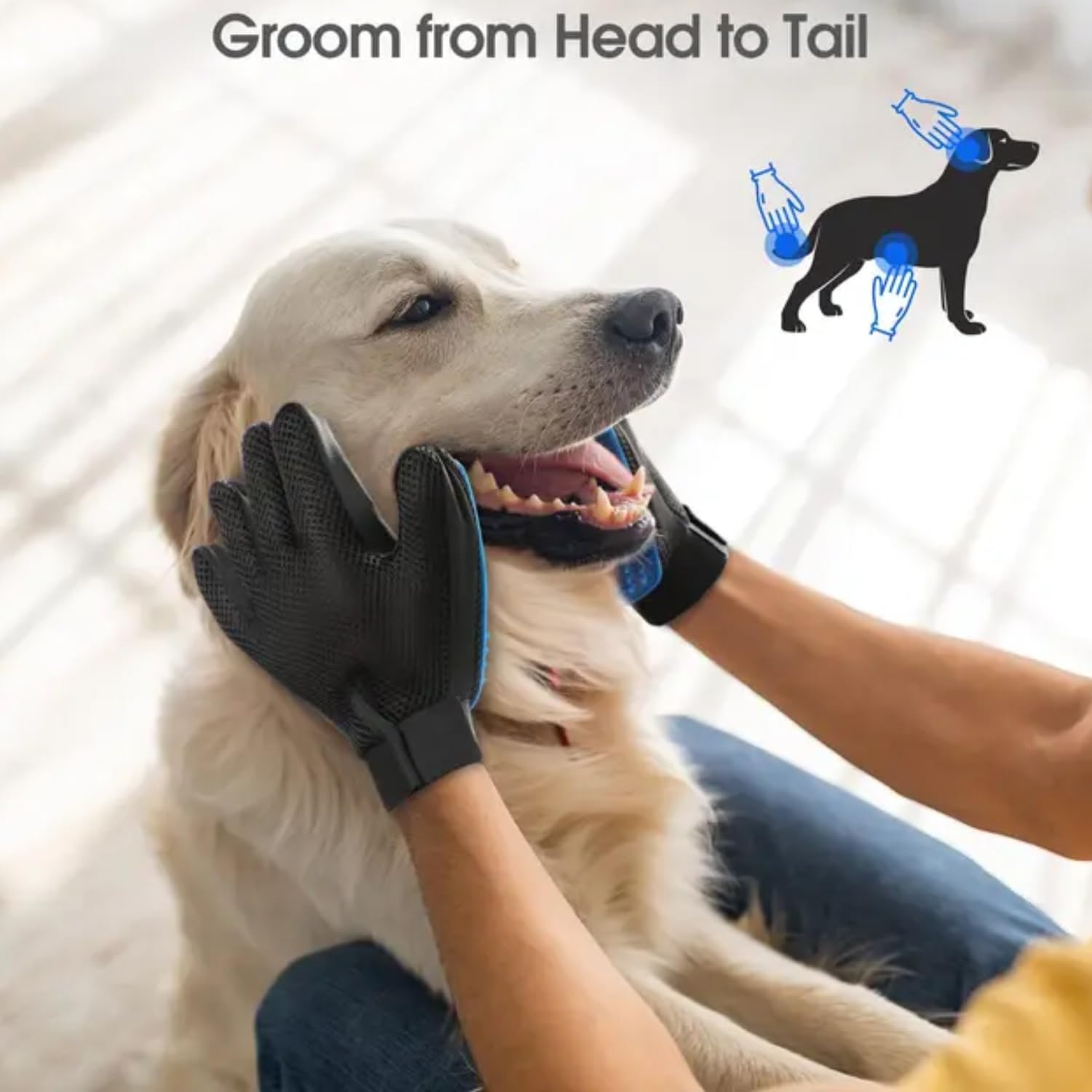 Dog Washing Gloves – Updraded Pet Grooming Gloves – Dog Bathing Gloves, Cat Brush Glove, Ideal for Shedding, Bathing & Cleaning, Zoom Groom