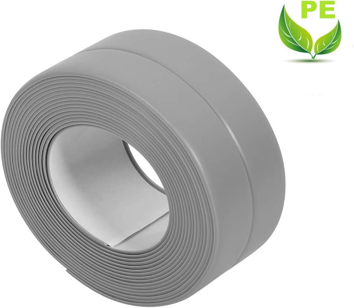 Caulk Strip, Bath & Kitchen Caulk Sealant Tape, PE Self Adhesive Sealing Tape Waterproof/Mildewproof/Cockroach for Bathtub Bathroom Shower Toilet Kitchen and Wall (38 mm 11 Ft Length, Grey)