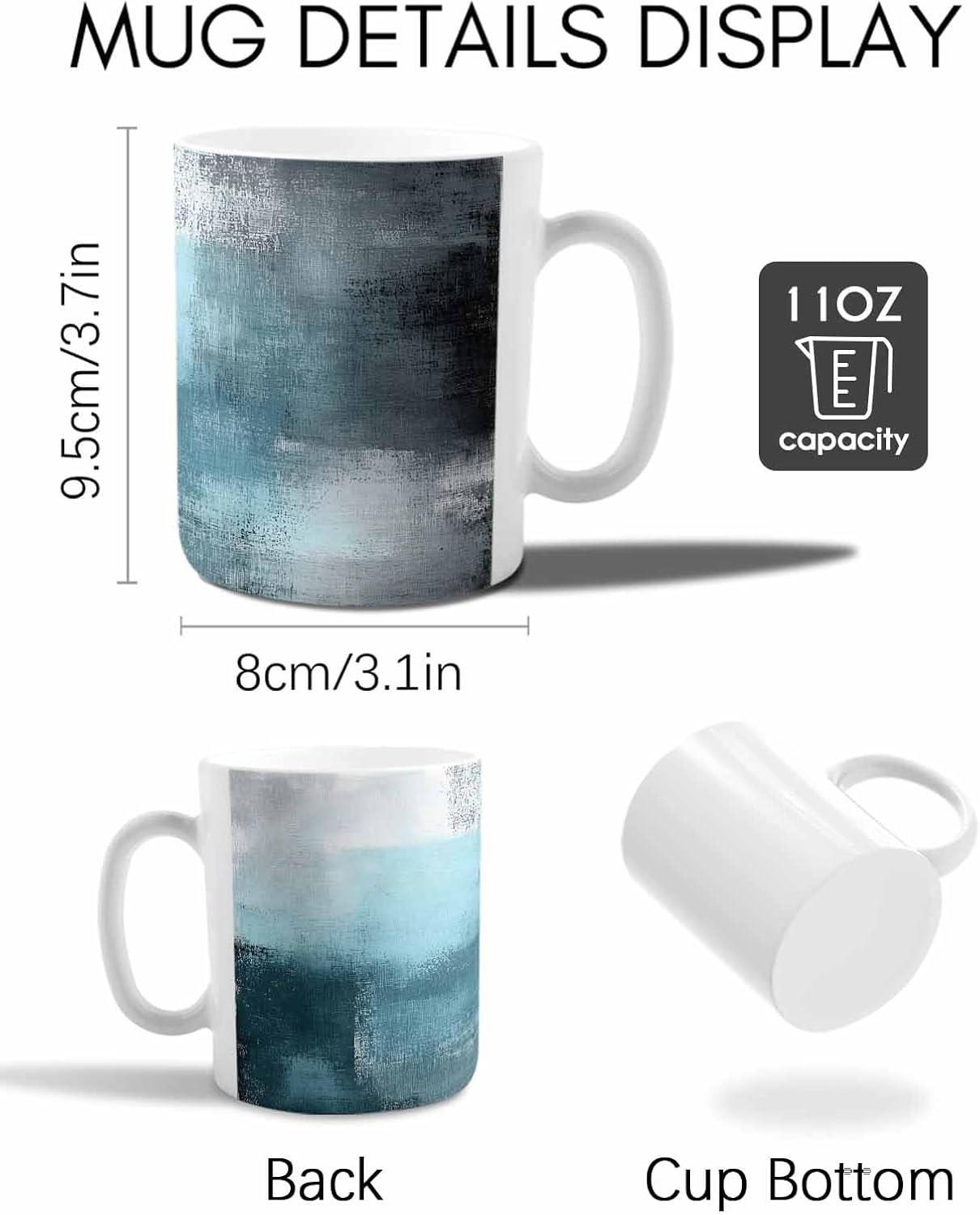 BEMIGO Ceramic Coffee Mug Water Duck Green Ceramic Mug White Cup, Abstract Color Block Insulated Coffee Cup with Handle with Pattern Perfect for Tea and Hot Beverages, 12oz