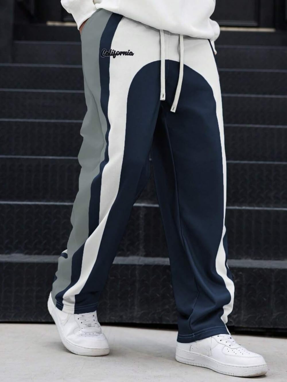 ZAFUL Men's Baggy Sweatpants Drawstring Straight Leg Workout Joggers Colorblock Casual Loose Lounge Pants - Image 3