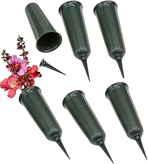 Evelots Cemetery Flower Vase with Sturdy Spikes/Stakes 6 Pack Outdoor Artificial or Fresh Flower Holder Grave Decoration