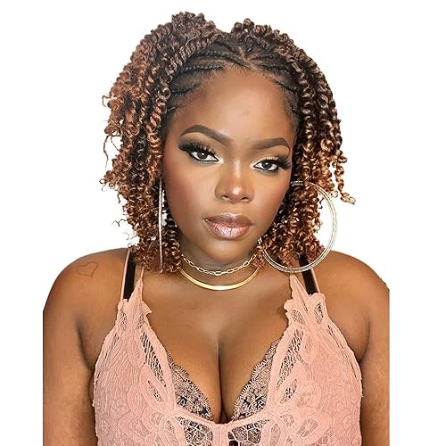 Miniatura 8 de 8 paquetes de extensiones de cabello sintético pretrenzado y prerrizado de ganchillo de 14 pulgadas, con rizos de pasión, para mujeres negras