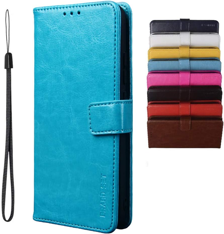 BRAND SET Case for TCL 10L/TCL 10 Lite/TT770B Case Wallet Style Faux Leather flip Case with Secure Magnetic Closure Lock and Bracket Function Suitable for TCL 10L/TCL 10 Lite/TT770B(Blue)