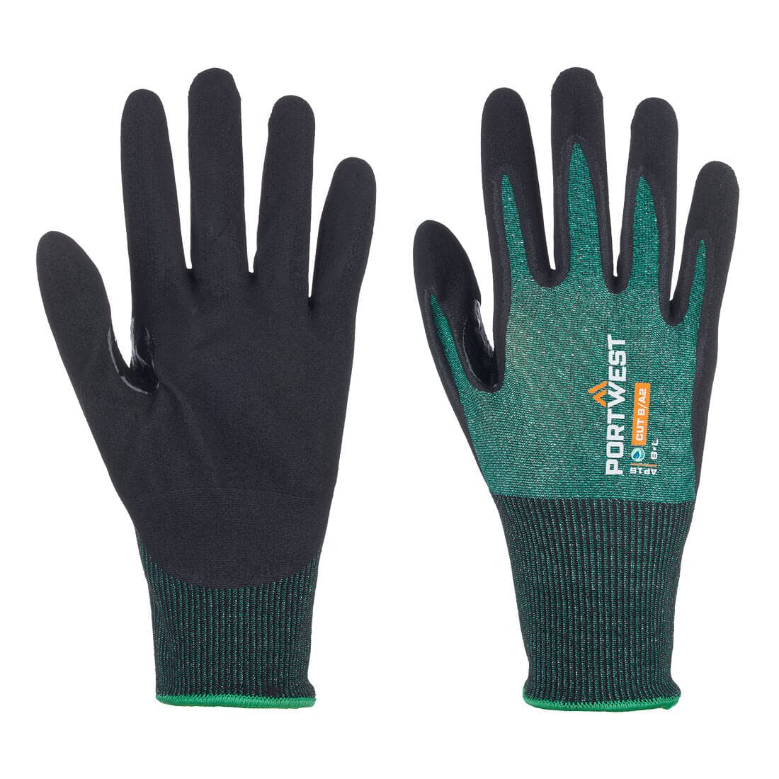 PORTWEST Lot de 12 paires de gants SG Grip15 Eco Nitrile Vert/Noir XL - Taille 10 - Gants de travail
