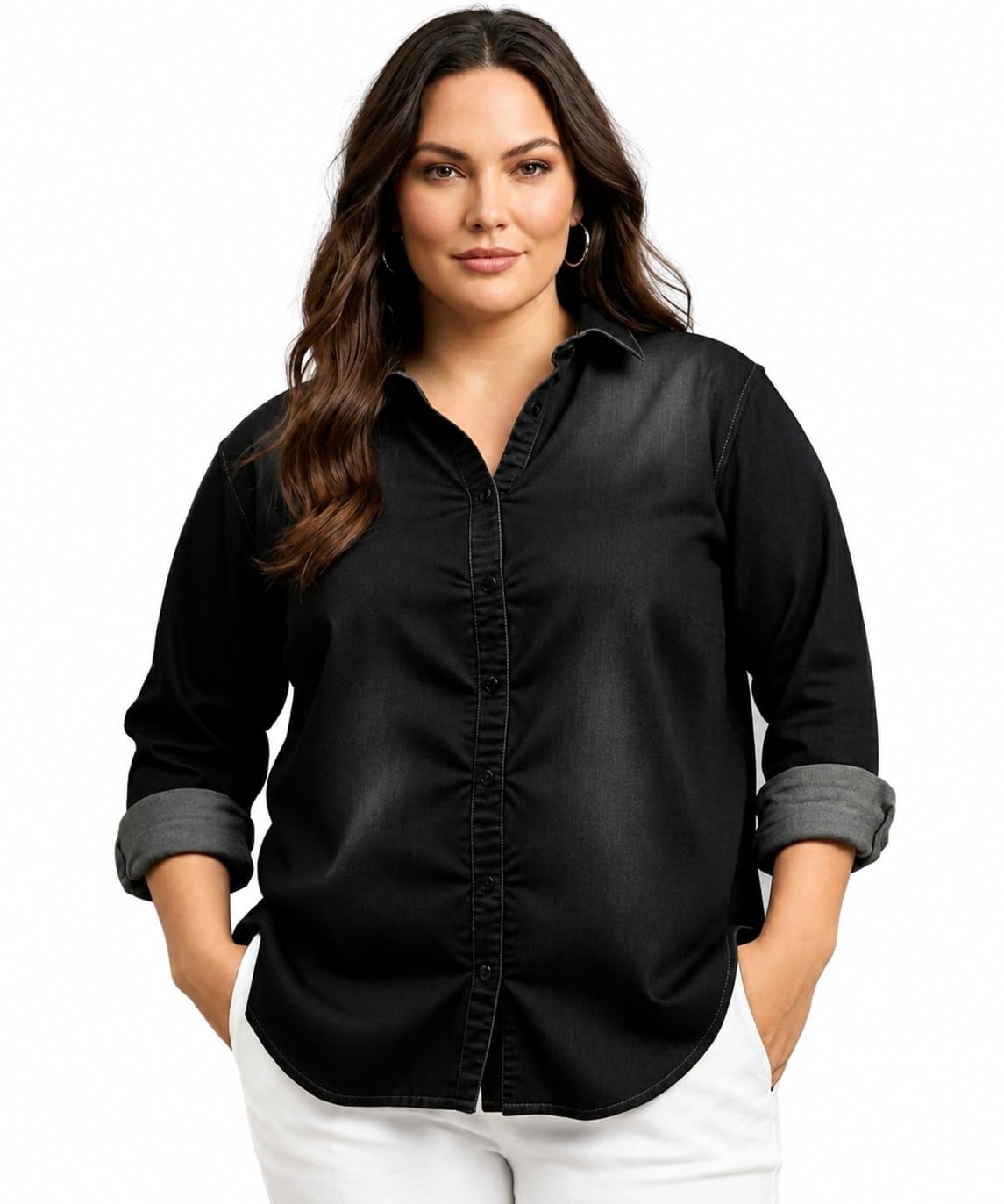 Women's Denim Shirt for Women | Casual Full Sleeve Button Down Shirts | Soft Washed Denim Top | Regular Fit Shirt for Girls & Women-picture-28