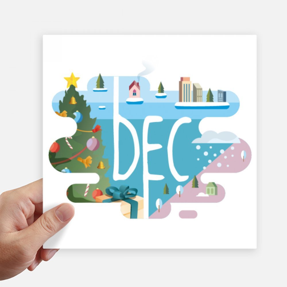 Autocollant carré décembre illustration 20cm sticker mural pc portable déco moto 4pcs