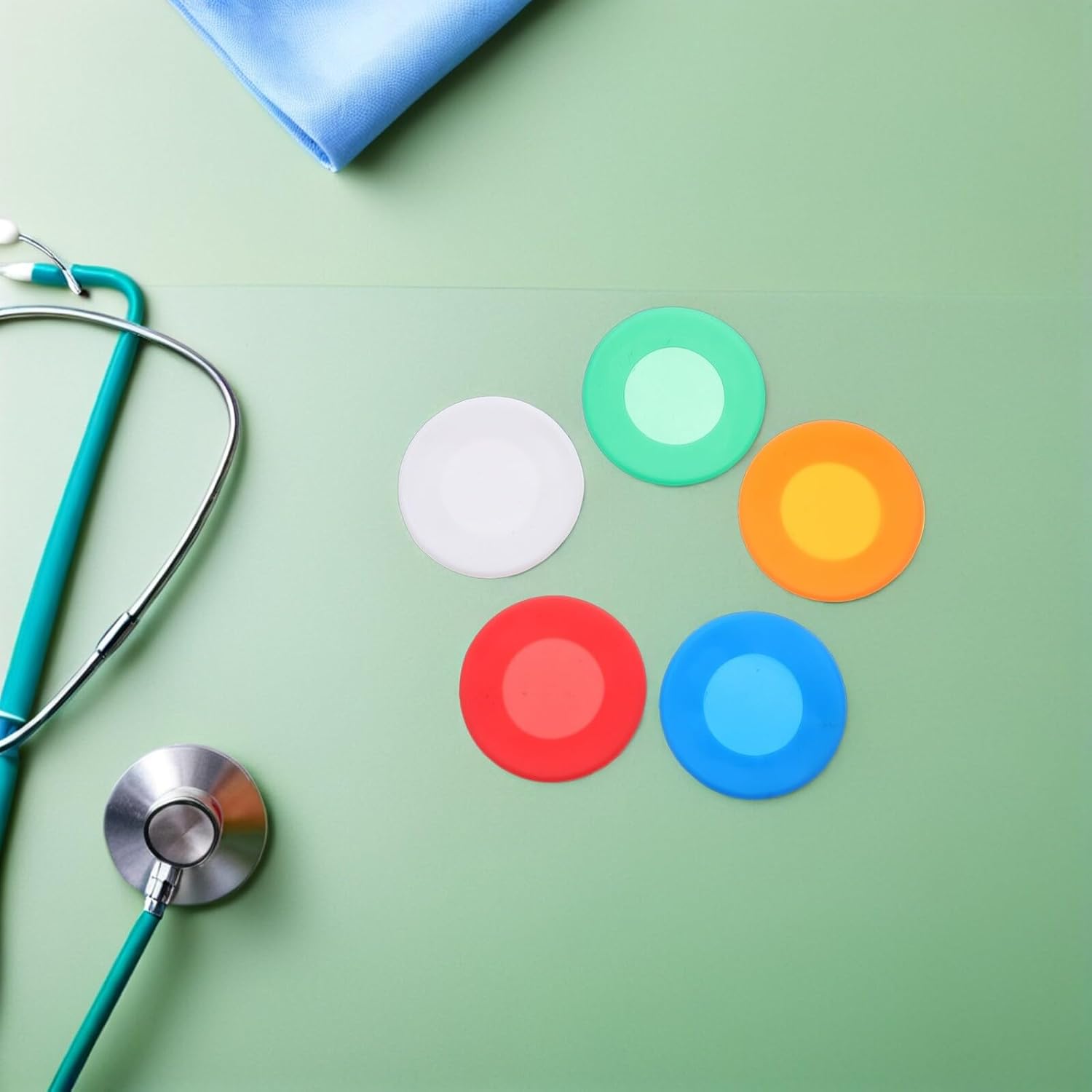 20pcs Silicone Stethoscope Head Covers Soft Diaphragm Protector Replacement Sleeves for Clinic Use in Orange Blue Red Green White