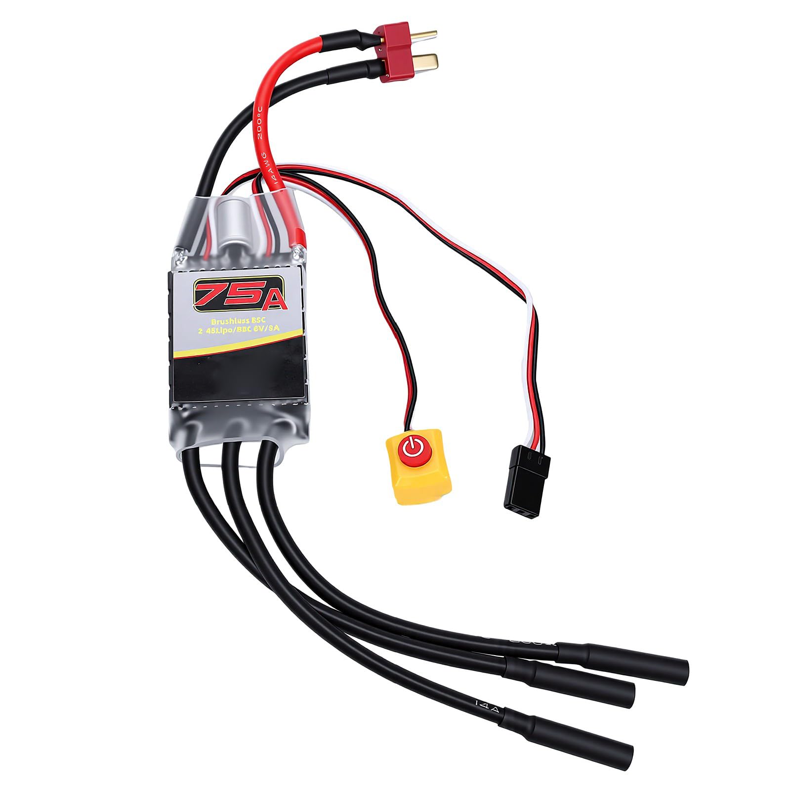 SIXRUN RC-Brushless-Motor-ESC-Combo, CNC-Aluminium-Kühlkörper-Brushless-Motor-ESC-Set, 3600KV 75A für 1/10 RC-Autos und Boote, 2 Bis 3S-Eingang, Überhitzungs- und Überlastschutz