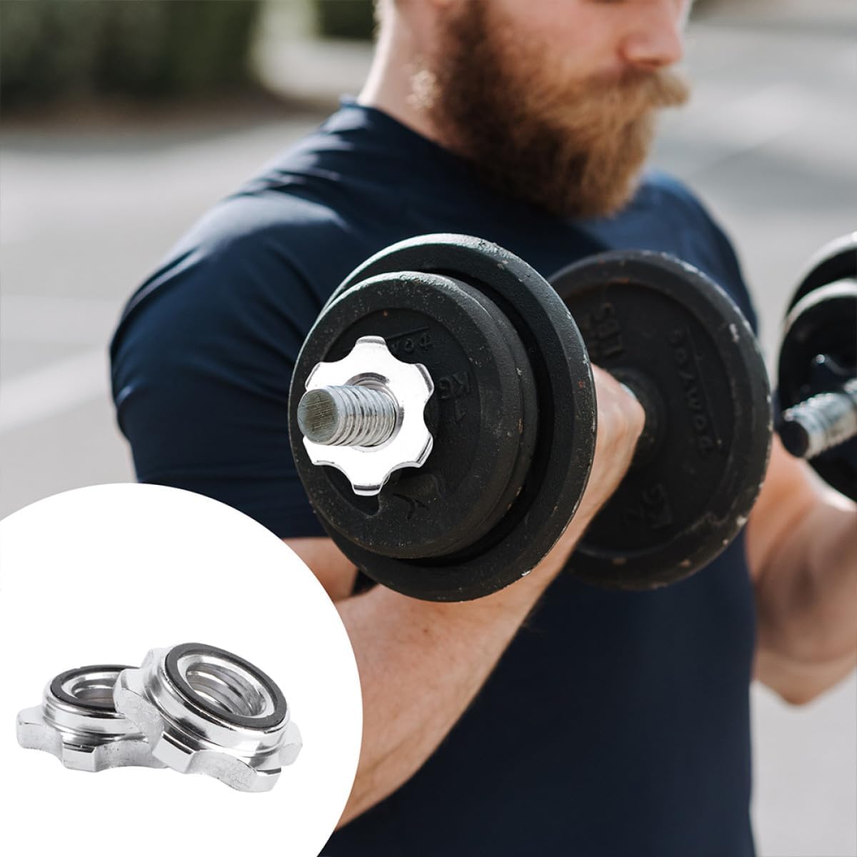 Veemoon 4pcs Barbell Collars Dumbbell Nuts Anti-Slip Security Nut Buckle for Weight Lifting Bars Exercise Strength Training Accessories