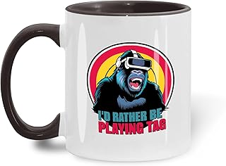 Fun Vr Gaming Id Rather Be Playing Tag Gorilla For Gamers And Vr Enthusiasts 11oz Tea Mug, 15oz Coffee Ceramic Mug, Accent Mugs, Camping Mug