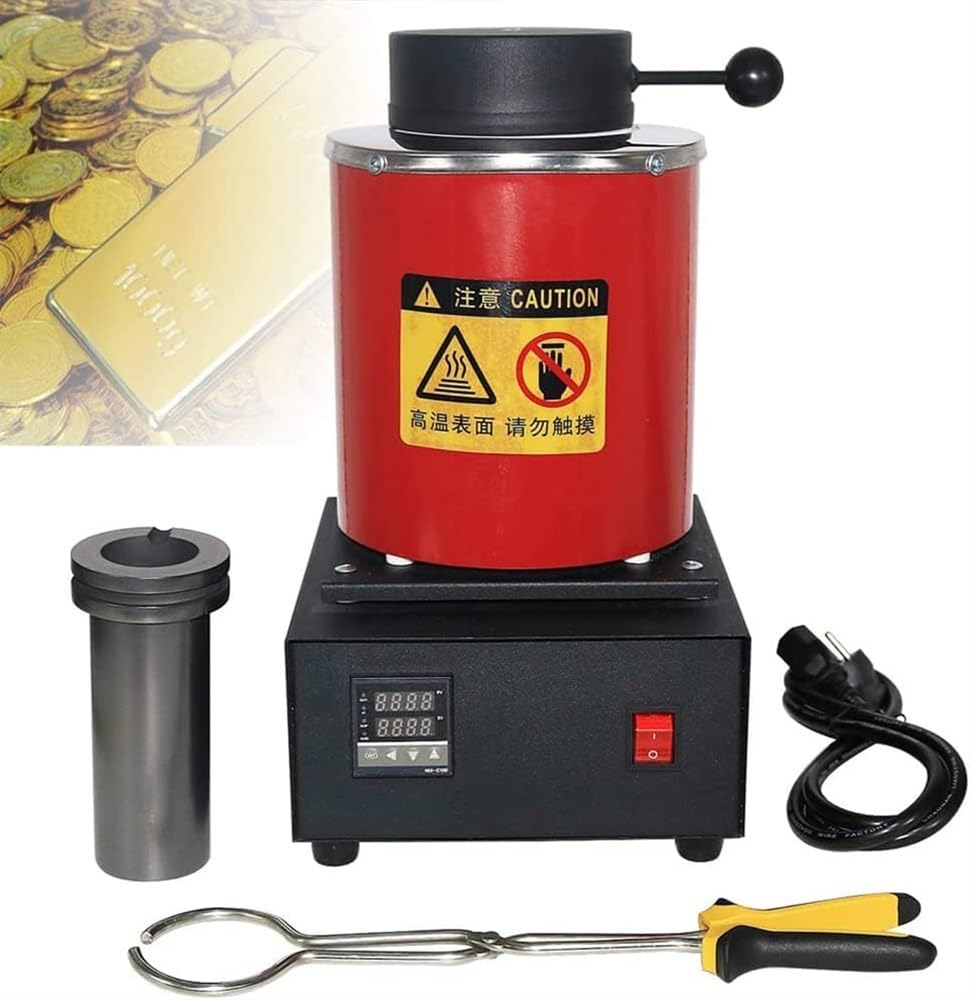 Forno di fusione dell'oro elettrico, macchina for fusione di metalli digitale 2102 ℉, kit di fusione di metalli con crogiolo di grafite for rottami di fusione, argento, oro, rame 1800 W ( Color : Red
