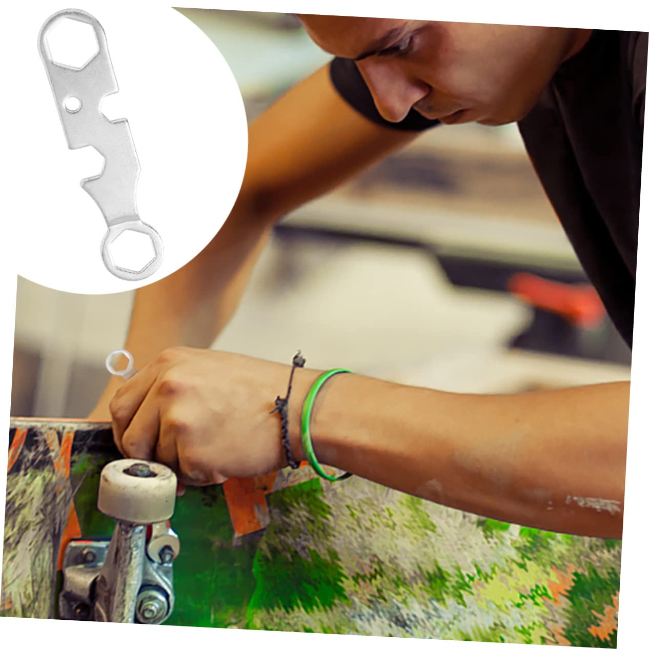 HONMEET Skateboard Repair Tool Kit 4pc Wrench Spanner Universal for All Skateboards Easy to Carry